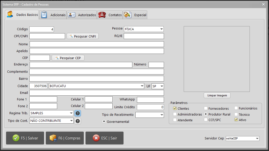 Gestão de clientes.