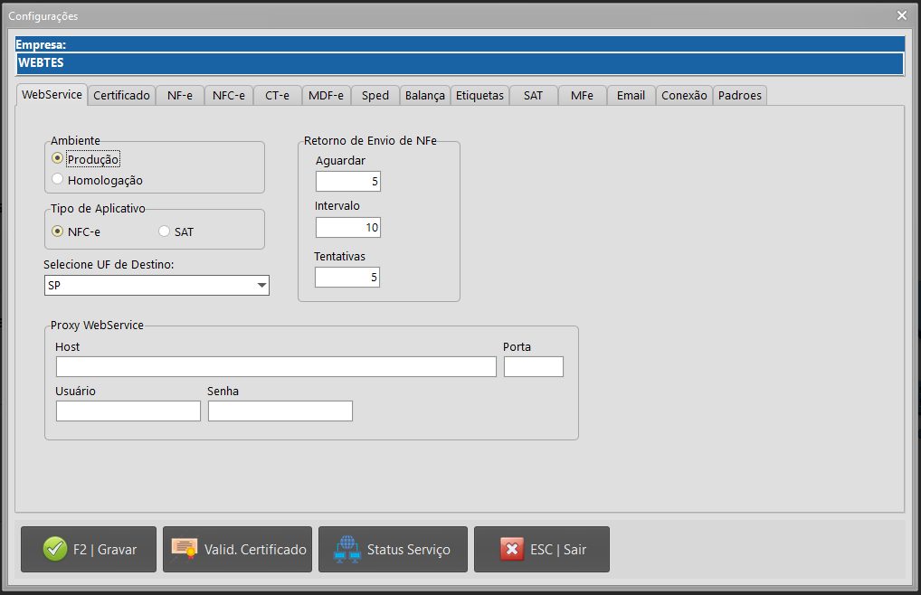 Configurações Fiscais